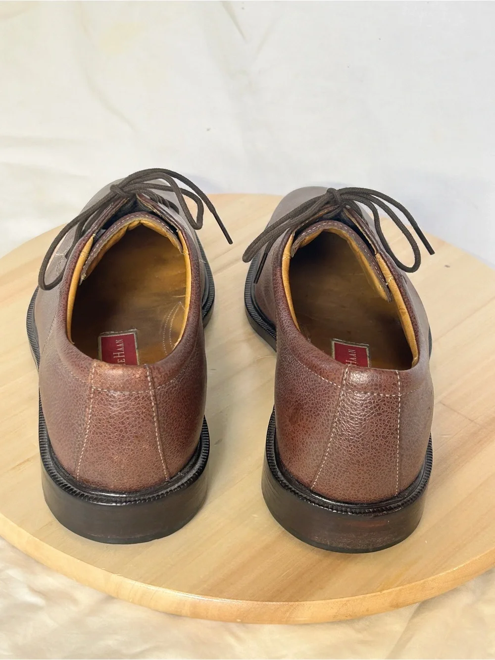 Cole Haan Men’s Brown Leather Lace-Up Derby Dress Shoes Square Toe US 10M